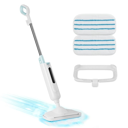 LIFERECORD Lightweight Steam Mop for Floors & Carpets | 30-Second Heat Up, 16ft Cord & Swivel Head for Hardwood, Tile, Laminate with 2 Washable Pads, Green