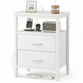 thumbnail image 1 of LIFERECORD Night Stand with 2 Fabric Drawers, Nightstand with Charging Station, End Tables with Storage Shelf for Small Spaces, Bedside Table Side Tables for Bedroom, White, 1 of 7