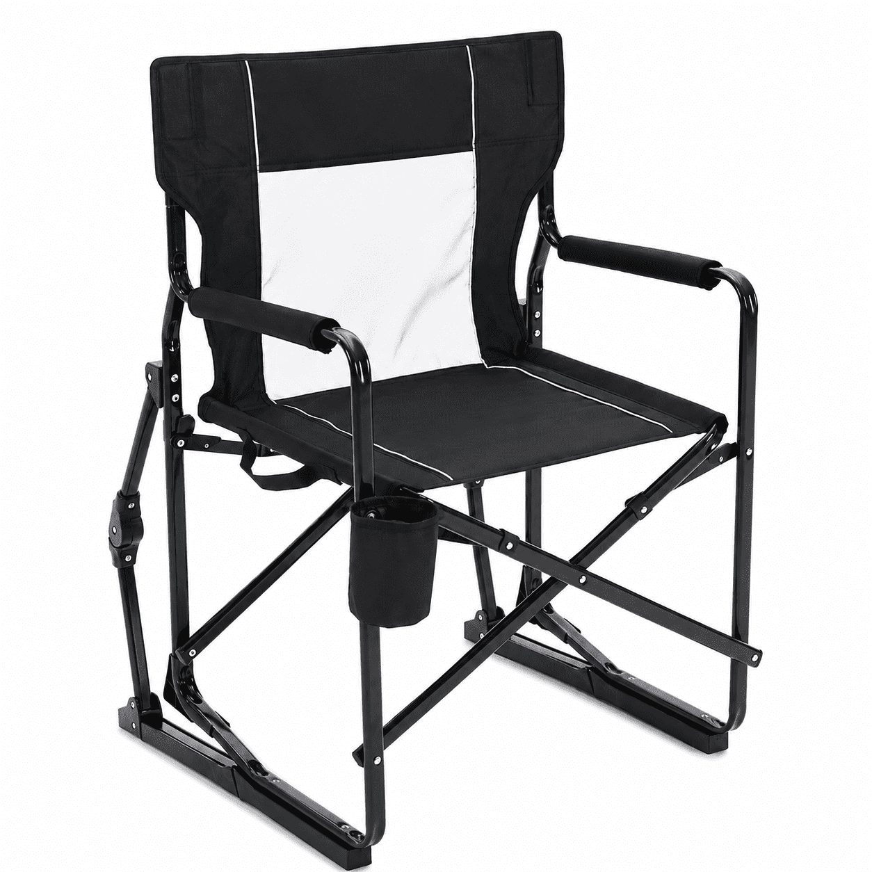 LIFERECORD Outdoor Rocker Camping Chair, Portable Folding Rocking Chair Waterproof Cup Holder, Mesh Back for Patio Beach Sports Events