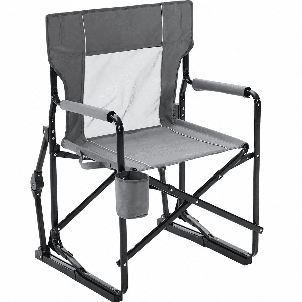 LIFERECORD Outdoor Rocker Camping Chair, Portable Folding Rocking Chair,Waterproof Cup Holder, Mesh Back for Patio Beach Sports Events