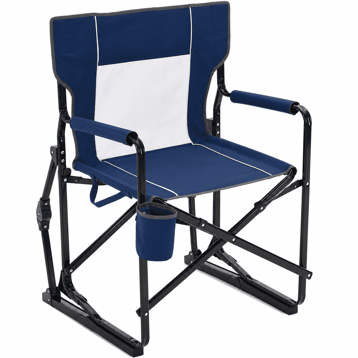 LIFERECORD Outdoor Rocker Camping Chair, Portable Folding Rocking Chair Waterproof Cup Holder, Mesh Back for Patio Beach Sports Events