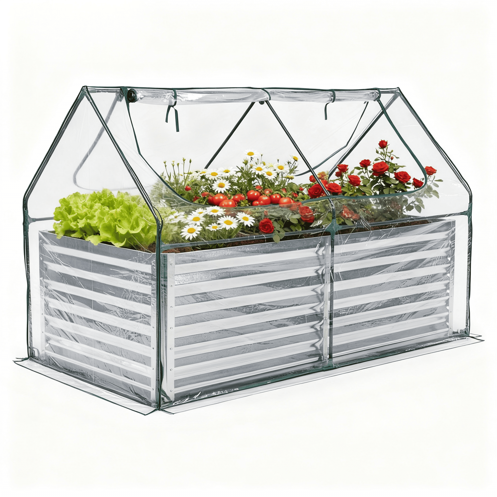 LIFERECORD Outdoor Raised Garden Bed Kit with Insulating Cover, Double Zipper Door for Air Flow - Cold-Resistant Planter for Gardening Vegetables, Herbs, Flowers Small