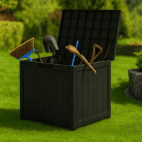 LIFERECORD Outdoor Storage Box, 31 Gallon Deck Box, Waterproof Resin Storage Bin for Patio Cushions, Gardening Tools, Accessories, Lockable, UV Resistant, Black