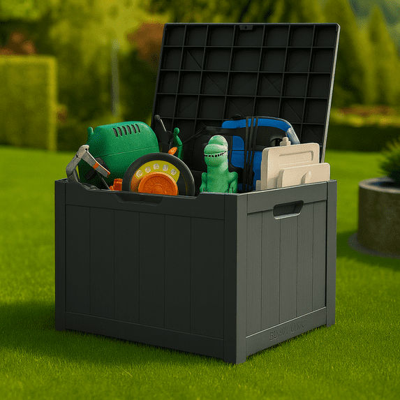 LIFERECORD Outdoor Storage Box, 31 Gallon Deck Box, Waterproof Resin Storage Bin for Patio Cushions, Gardening Tools, Accessories, Lockable, UV Resistant, Brown