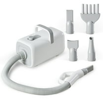 LIFERECORD Pet Hair Force Dryer Dog Grooming Blower with Heater, Adjustable Speeds & Temperature Dog Blower Grooming Dryer with 4 Nozzles, White