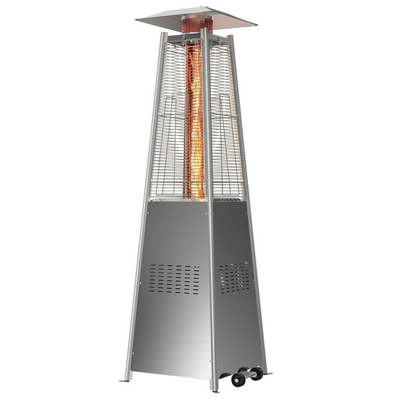 LIFERECORD Pyramid Patio Heater with Wheels 48,000 BTU - Push-Button Ignition Outdoor Propane Heater for Deck, Backyard & Garden