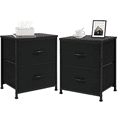 thumbnail image 1 of LIFERECORD Set of 2 Nightstands with Storage Drawers | 20" Tall Bedside Table with Wood Top & Fabric Cabinet for Bedroom, Dorm, Living Room, Black, 1 of 6