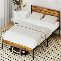 LIFERECORD Twin Metal Platform Bed, No Box Spring, 700lbs Support, Wooden Slats, Headboard & Footboard