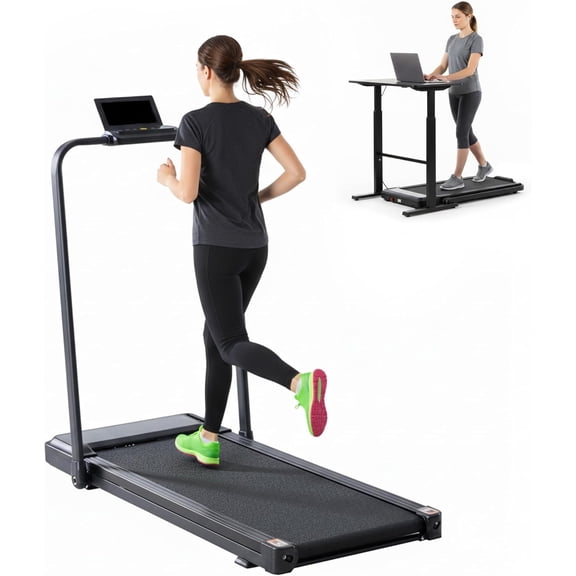 LIFERECORD Walking Pad Under Desk Treadmill - 1.75HP Ultra Quiet Portable Walking Machine with Smart App & Remote Control for Home Office, Black Pro