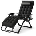 thumbnail image 1 of LIFERECORD Zero Gravity Chair, Patio Folding Recliner with Removable Cushion Portable Reclining Chairs with Cup Holder Trays for Outdoor, Black, 1 of 10