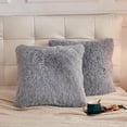 thumbnail image 1 of LIFEREVO 2 Pack Grey Shaggy Plush Faux Fur Throw Pillow Covers,Fuzzy Decorative Pillow Case,Luxury Square Soft Cushion Case for Sofa Bedroom Car(Gray,18"x18"), 1 of 6