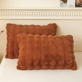 thumbnail image 1 of LIFEREVO 2 Pieces Fluffy Faux Rabbit Fur Pillow Cases, Luxury Soft Plush Shaggy Bubble Pillowcases King Size with Zipper, Furry Fuzzy Long Pillow Shams for Adult Girls Kids Teens 20x36, Burnt Orange, 1 of 7