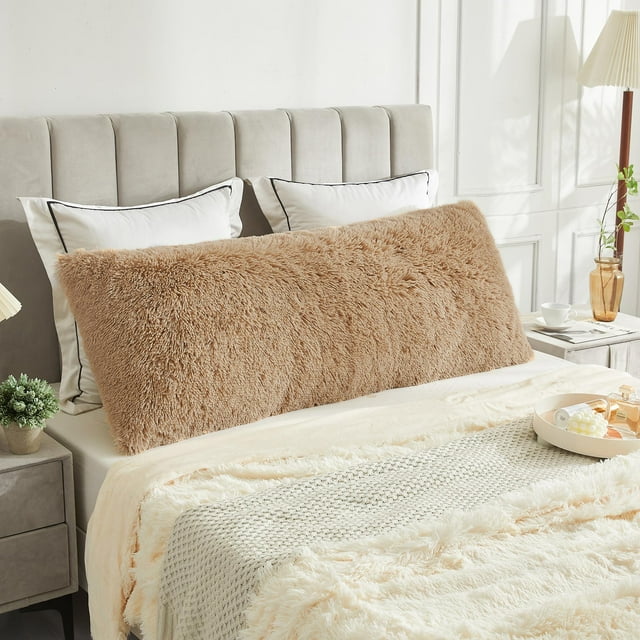 LIFEREVO Body Pillow Cover with Zipper Closure,Luxury Shaggy Ultra Soft