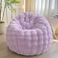 thumbnail image 1 of LIFEREVO Fluffy Faux Rabbit Fur Bean Bag Cover (No Filler), Big Fuzzy Stuffed Animal Storage Bubble Waffle Bean Bag Chair for Plush Toys, Comfy Shaggy Furry Beanbag Cover Kids Girls Adults, Lavender, 1 of 7