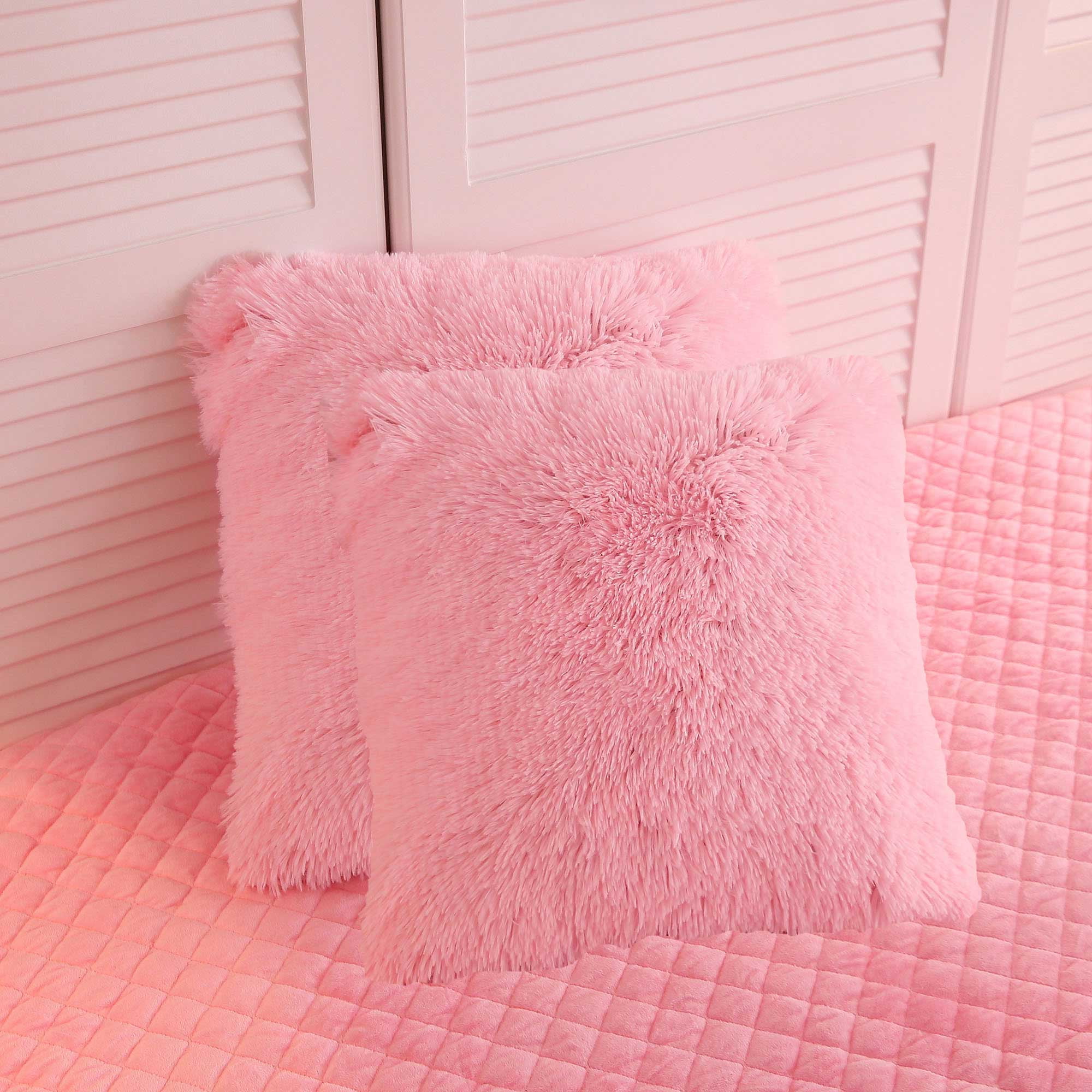 Soft Pink Heart Velveteen Pillow Cover 18 x 18
