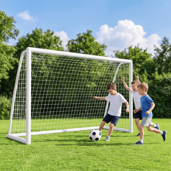 LIFERUN 10 x 6.5ft Soccer Goal Net for Backyard, with Carry Bag, UPVC Frame, Weatherproof, Portable Soccer Net for Kids & Adults