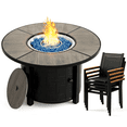 thumbnail image 1 of LIFERUN 42 in Propane Fire Pit Table with 4 Stackable Aluminum Dining Chairs– 50,000 BTU Round Fire Pit with Lid, Converts to Patio Coffee Table, for Poolside, Balcony, Terrace (Grey), 1 of 11