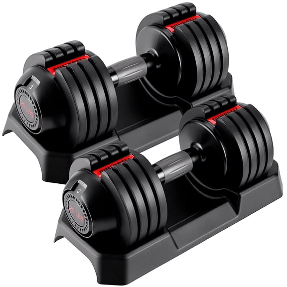 LIFERUN Adjustable Dumbbells Set of 2, 25 lb Pair 50 lbs Total, 5 in 1 Free Weight Dumbbells, 1-Second Dial Adjust, for Home Gym