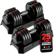 LIFERUN Adjustable Dumbbells Set of 2, 25 lb Pair 50 lbs Total, 5 in 1 Free Weight Dumbbells, 1-Second Dial Adjust, for Home Gym