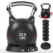 LIFERUN Adjustable Kettlebell Set-7in1 Kettlebells, Choose 22.5 lb or 44 lb, Quick-Change Weight Dial & Safety Lock, Full-Body Workout