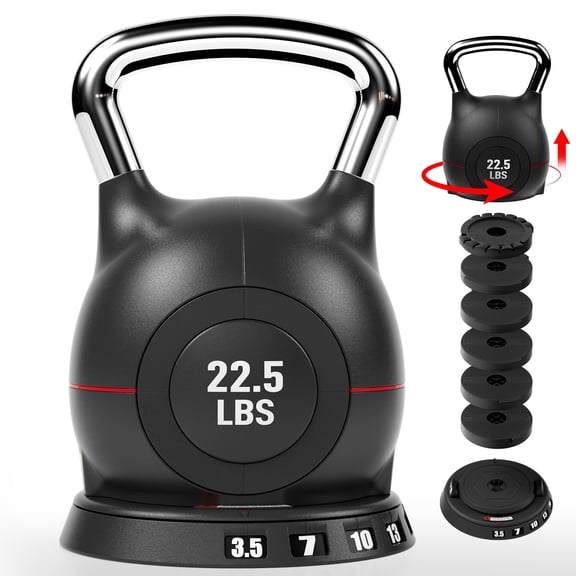 Adjustable Kettlebell Set - 7in1 Kettlebells, Choose 22.5 lb or 44 lb ...