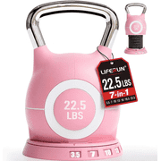 LIFERUN 7in1 Adjustable Kettlebell Set, Choose 22.5 lb or 44 lb, Quick-Change Weight Dial & Safety Lock, Aluminum Handle, Space-Saving for Home Gym