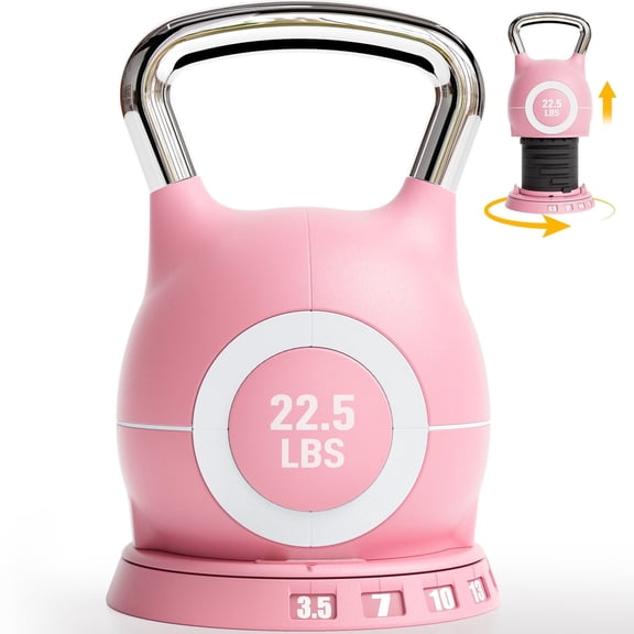 LIFERUN Adjustable Kettlebell Set-7in1 Kettlebells, Choose 22.5 lb or 44 lb, Quick-Change Weight Dial & Safety Lock, Aluminum Handle, Full-Body Workout