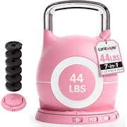 LIFERUN 7in1 Adjustable Kettlebell Set, Choose 22.5 lb or 44 lb, Quick-Change Weight Dial & Safety Lock, Aluminum Handle, Space-Saving for Home Gym