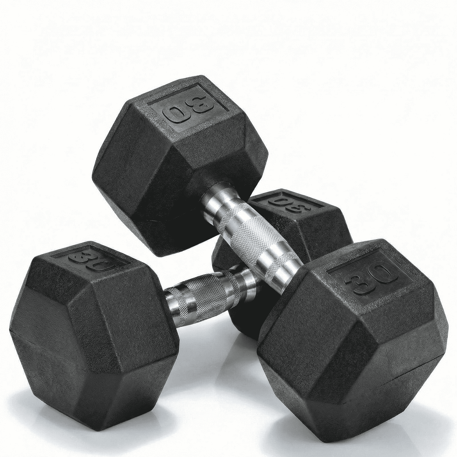 LIFERUN Rubber Coated Cast Iron Dumbbells, Hex Dumbbell Set of 2, Weight 30 lb, Strength Training Weight Set Home Gym