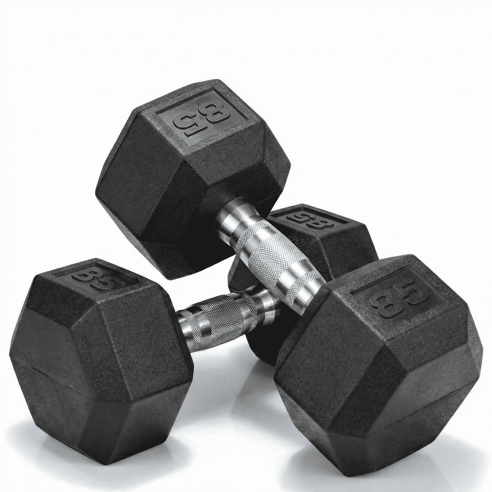 LIFERUN Rubber Coated Cast Iron Dumbbells, Hex Dumbbell Set of 2 ...