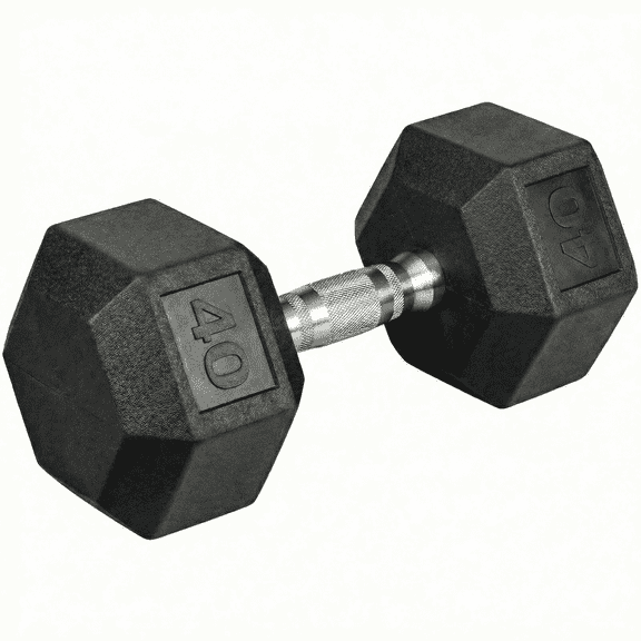 LIFERUN Rubber Coated Cast Iron Dumbbells, Single, Weight 40 lb
