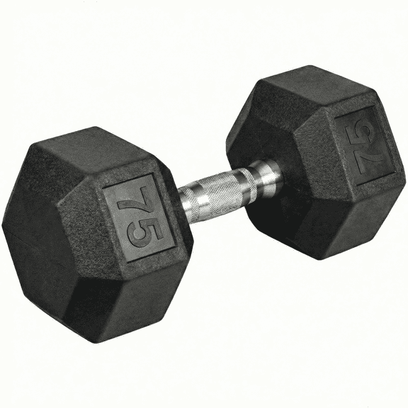 LIFERUN Rubber Coated Cast Iron Dumbbells, Hex Dumbbell, Single, Weight 75 lb