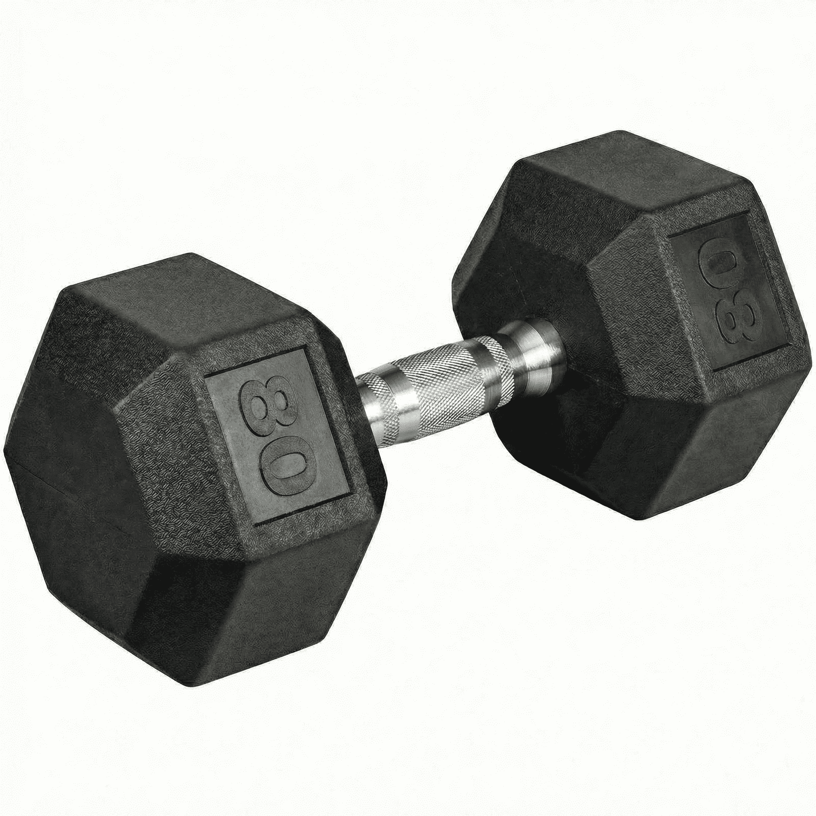 LIFERUN Rubber Coated Cast Iron Dumbbells, Hex Dumbbell, Single, Weight 80 lb