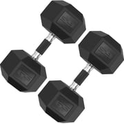 LIFERUN Rubber Grip Hex Dumbbells, 65lb, Coated Cast Iron Free Weights Dumbbell Set,Set of 2