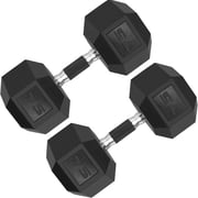 LIFERUN Rubber Grip Hex Dumbbells, 75lb, Coated Cast Iron Free Weights Dumbbell Set,Set of 2