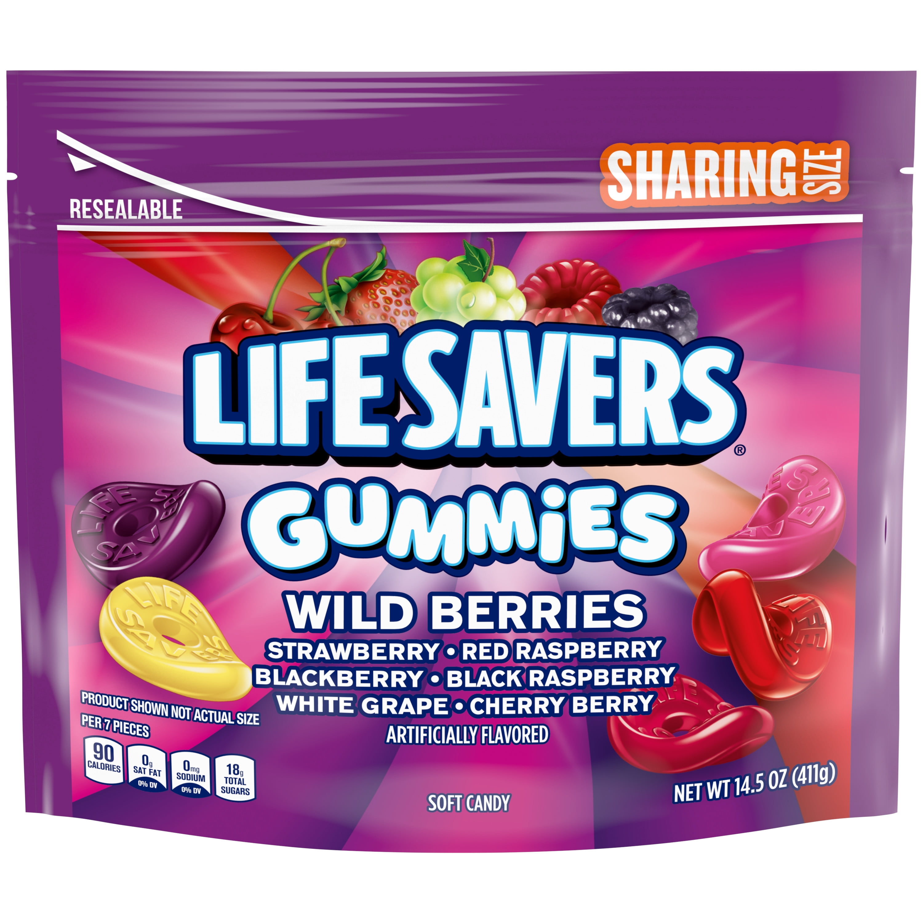 Life Savers Gummies Wild Berry Gummy Candy, Sharing Size - 14.5 oz Resealable Bag