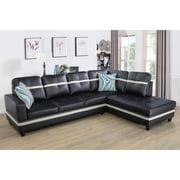 LIFESTYLE L Shape Sectional Sofa Sets with Waist Pillows for Living Room, Black and White