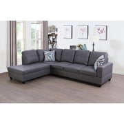 LIFESTYLE L Shape Sectional Sofa Sets with Waist Pillows for Living Room, Dark Grey