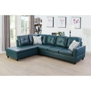 LIFESTYLE L Shape Sectional Sofa Sets with Waist Pillows for Living Room, Denim