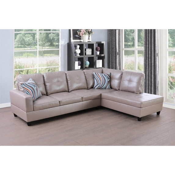 LIFESTYLE L Shape Sectional Sofa Sets with Waist Pillows for Living Room, Latte