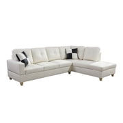 LIFESTYLE L Shape Sectional Sofa Sets with Waist Pillows for Living Room, White