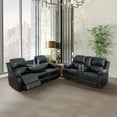 thumbnail image 1 of LIFESTYLE Sectional Recliner Sofa Set Bonded Leather 2 PCS Motion Sofa Loveseat Recliner Couch Manual Reclining Chair with Drop Down Table & Central Console for Living Room (Black), 1 of 5