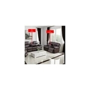 LIFESTYLE Sectional Recliner Sofa Set Bonded Leather 2 PCS Motion Sofa Loveseat Recliner Couch Manual Reclining Chair with Drop Down Table & Central Console for Living Room Brown