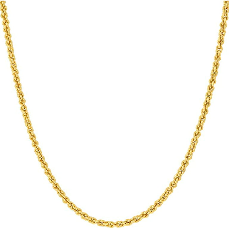 Lifetime Jewelry 1mm Rope Chain Necklace 24K Real Gold Plated-Women and Men (18 mm), adult unisex