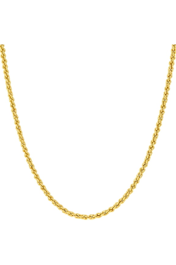 1mm Rope Chain Necklace 24k Real Gold Plated-Women and Men (30 inches)