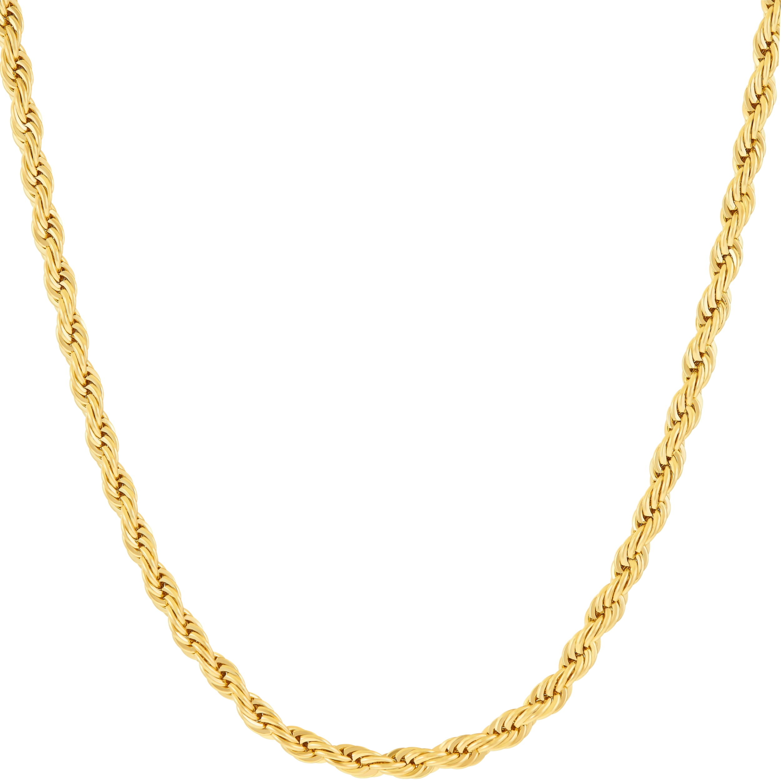 LIFETIME JEWELRY 3mm Rope Chain Necklace 24k Real Gold Plated-Women and Men (36 mm)