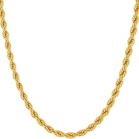 LIFETIME JEWELRY 4mm Rope Chain Necklace 24k Real Gold Plated-Women and Men (16 mm)