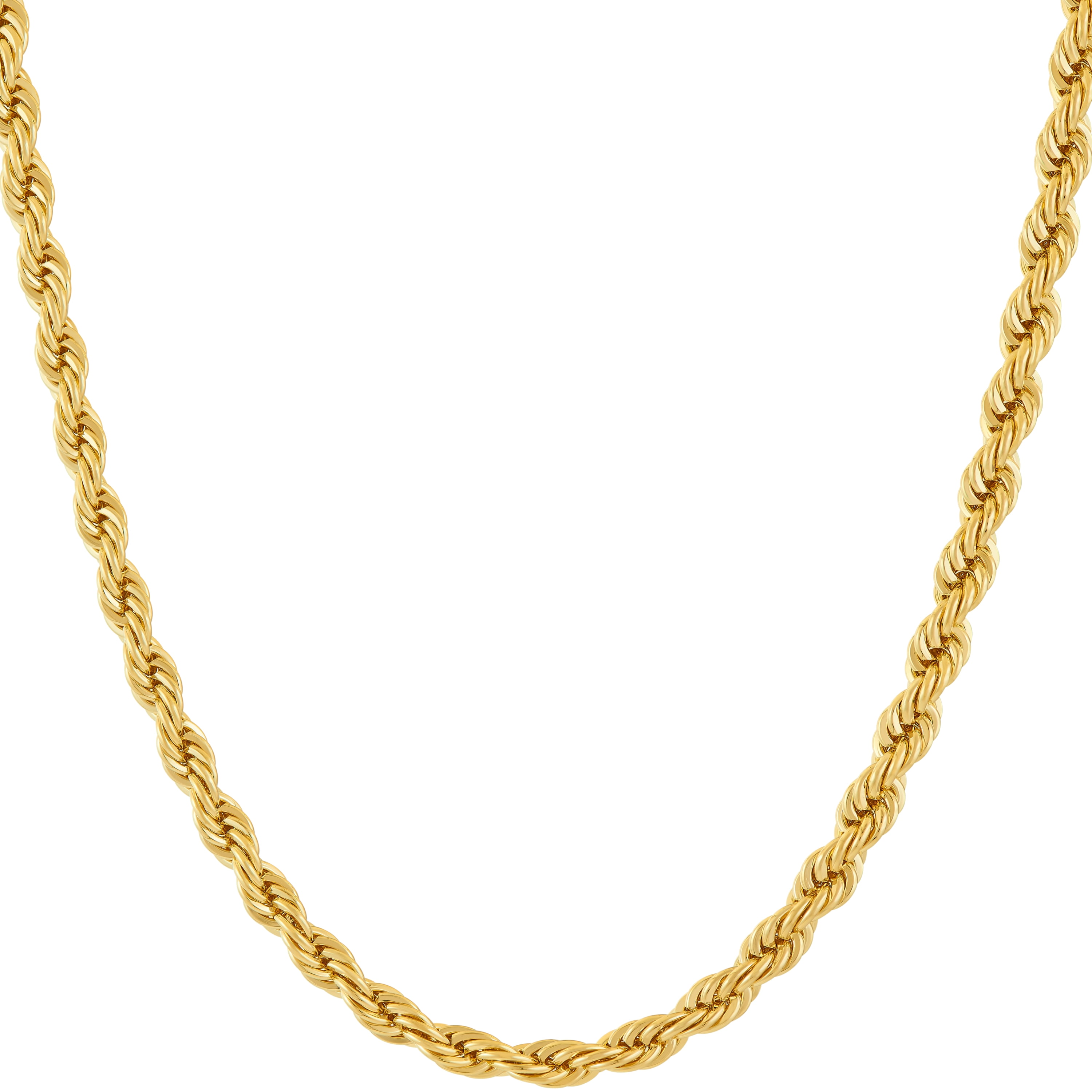 LIFETIME JEWELRY 4mm Rope Chain Necklace 24k Real Gold Plated-Women and Men (22 mm)