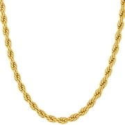 LIFETIME JEWELRY 5mm Rope Chain Necklace 24k Real Gold Plated-Women and Men (16 inches)