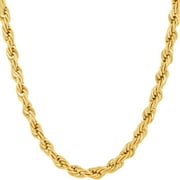 LIFETIME JEWELRY 6mm Rope Chain Necklace 24k Real Gold Plated-Women and Men 16 inches